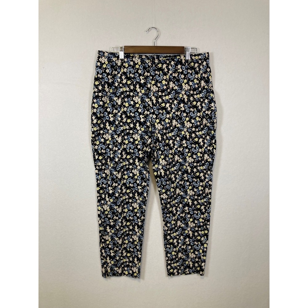 Jules & Leopold Black Floral Print Cropped Pants Size L G